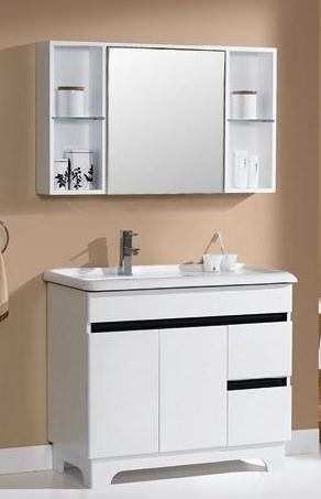Buy cheap Floor mounted themofoil Bathroom Vanity,High glossy white pvc cabinet from wholesalers