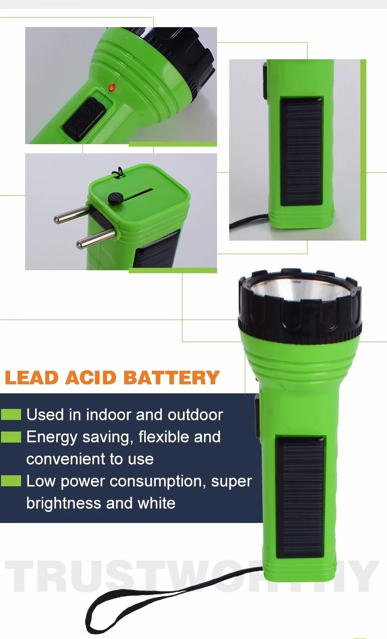 Camping Equipment LED Emergency Flashlight Solar Hunting Torch ABS Lamp Body