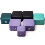 Square Necklace Ring Box with Metal Luxury Leather Jewelry Box Hanhong PU
