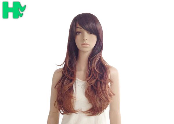 Buy cheap Natural Curly Ombre Synthetic Hair Wigs / Swiss Lace Synthetic Wigs from wholesalers