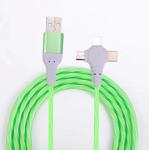 Hot sale factory price 3 in 1 USB cable to light up at night and date transfer