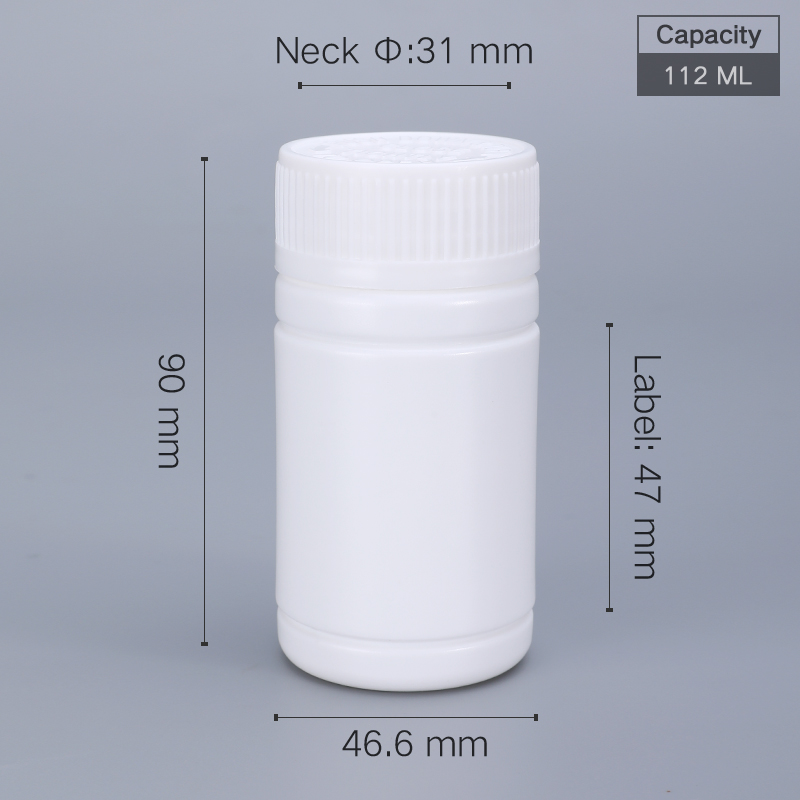 HDPE Collar Pharmaceutical Pill Bottles 50cc 4 Oz White Aluminum Foil Gasket Lid