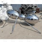 Stainless Steel Giant Ants Sculpture Mirror Metal Animal Cartoon Design Modern