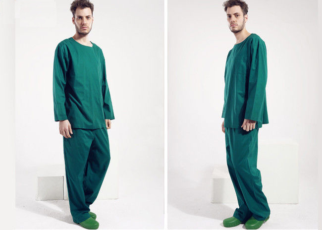 Long Sleeves Scrubs Medical Uniforms , Round Neck Surgical Scrub Suit Uniform
