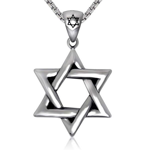 Buy cheap Men's 925 Silver Plated Titanium Stainless Steel Necklace with Jewish Stars(SP460) from wholesalers