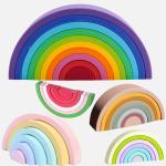 Baby Soft Rainbow Kids Fine Motor Training Building Blocks Tower Toy Silicone