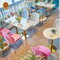 Buy cheap Country Style Marble Rectangle Dining Table With Stainless Steel Construction product
