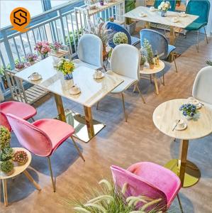 Wholesale Country Style Marble Rectangle Dining Table With Stainless Steel Construction from china suppliers