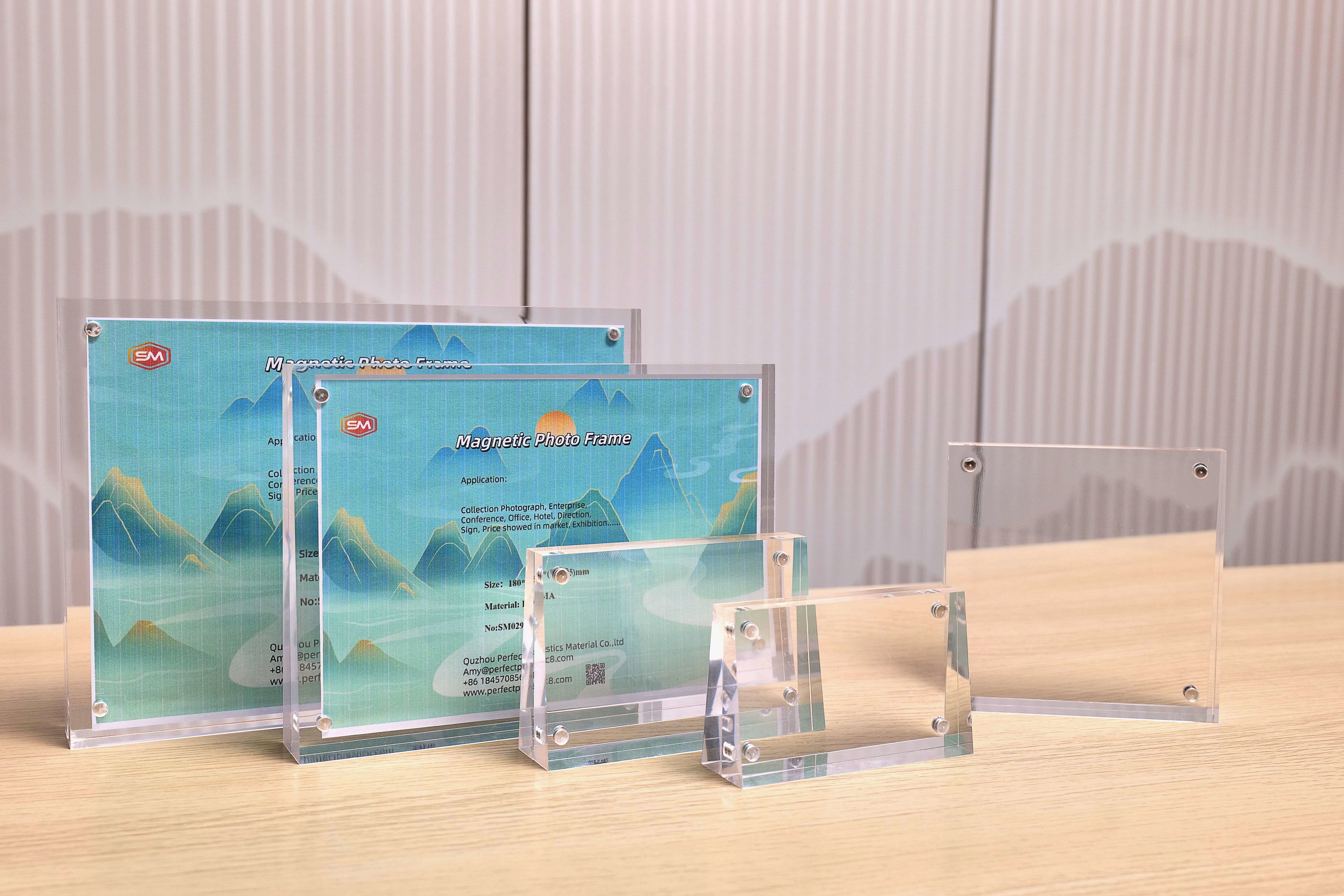 Custom 10 X 12 Plastic Magnetic Picture Frames Rectangle OEM Acrylic Frame Stand