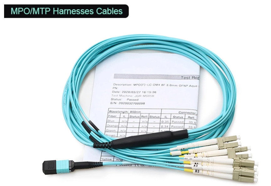 MTP / MPO-LC Sm Optical Fiber Patch Cable Round Cable Fanout 2.0mm