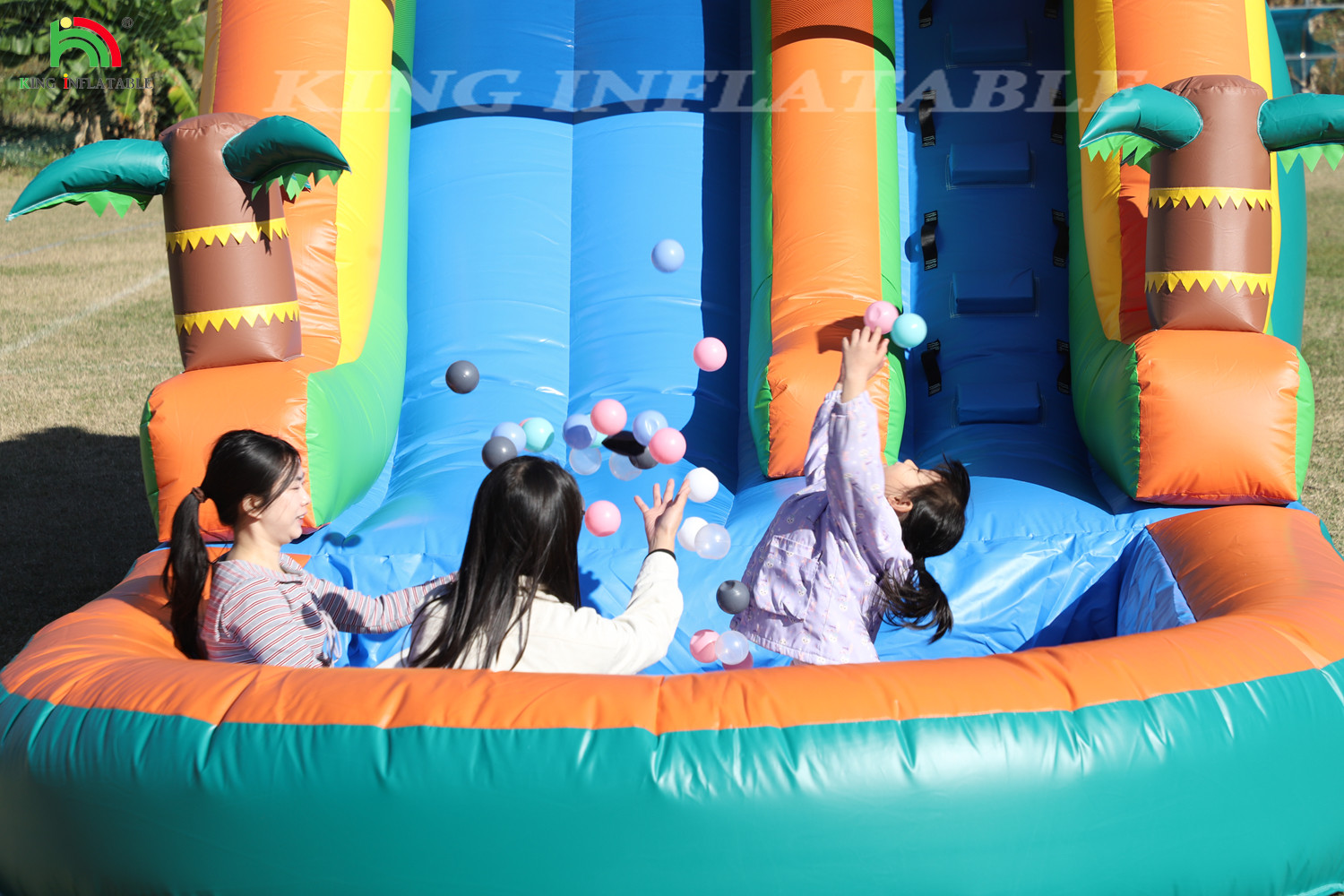 21x9x12FT Commercial Grade PVC Bounce House Inflatable Water Slides Tropical Slide With Splash