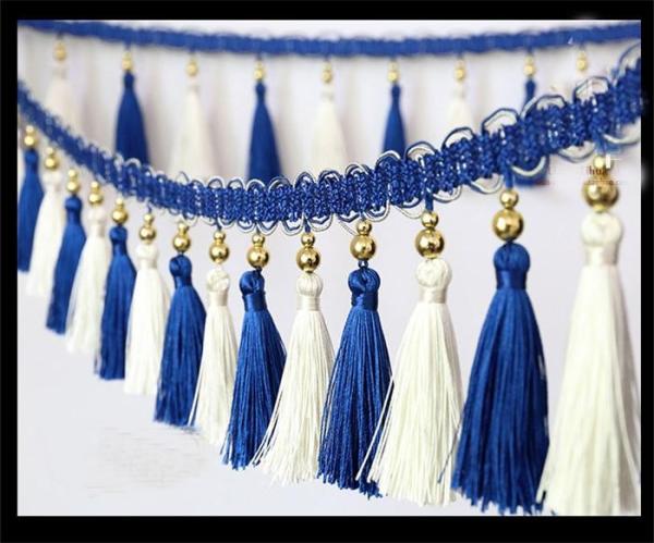 Buy cheap Home textiles OEM handmade pompon ball chain beaded trimmings tassels fringes for curtain from wholesalers
