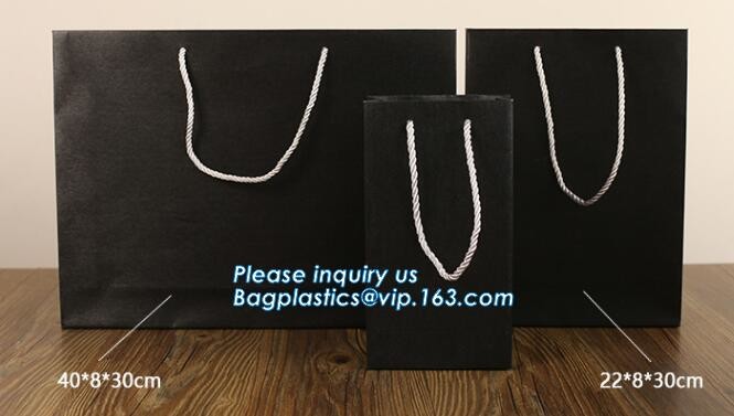 tea brown paper bag with logo print eco friendly With Ribbon Handles wine packaging offset bags,Decorative Paper Bags wi