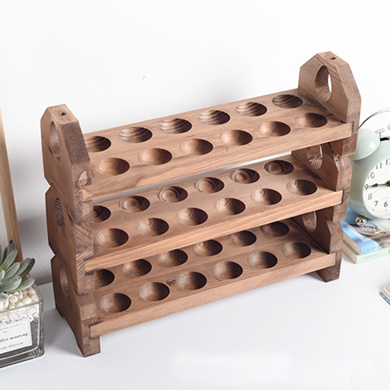 wooden egg holder with Finger holder ,wooden egg tray