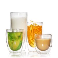 Buy cheap 350ml High Borosilicate Double Wall Glass Tea Coffee Cups With Bamboo Cover product