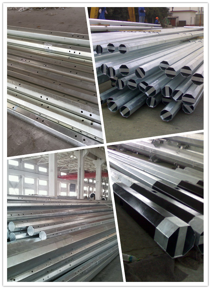 Distribution Lines Galvanized Steel Power Poles , Teel Transmission Poles