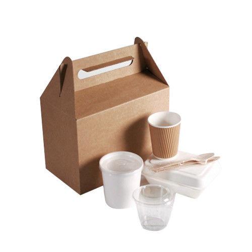 Buy cheap Brown Take Out Recycled Paper Food Bags Embossing Printing With Handle from wholesalers