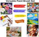 Green Art Painting Brush Kit 12 Pcs For Acrylic Watercolor Gouache Painting