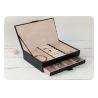 Buy cheap SGS Leather Ring Jewelry Packaging Boxes Drawe Black Color 19.1*14.2*7.3cm from wholesalers