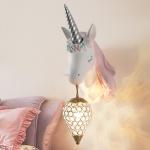 Creative Cartoon Unicorn Lamp Pink Children's Room Decor Unicorn Beside Wall