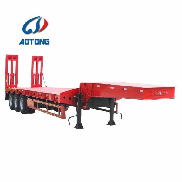 Buy cheap 50 Ton Capacity Low Boy Truck Semi Trailer with Hydraulic Ramp and Main Beam Q345B from wholesalers
