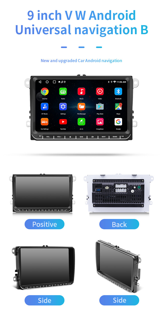 8 Core Universal Car Android GPS Navigation 9 Inch WIFI For Volkswagen
