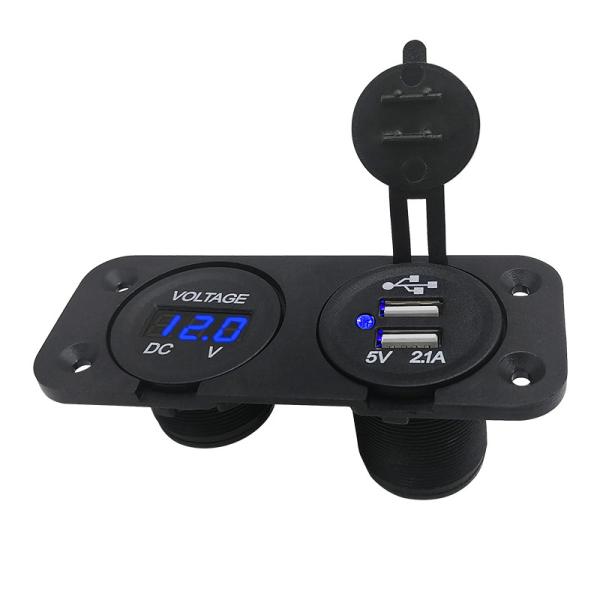 Buy cheap Dual Port Abs Motorcycle USB Charger With Voltmeter 5V 3.1A from wholesalers