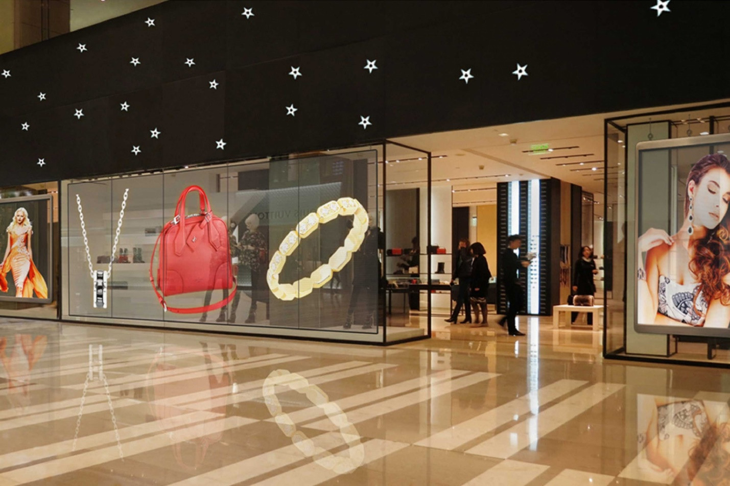 High Brightness Transparent LED Screen Retail Store Advertising Solution OEM