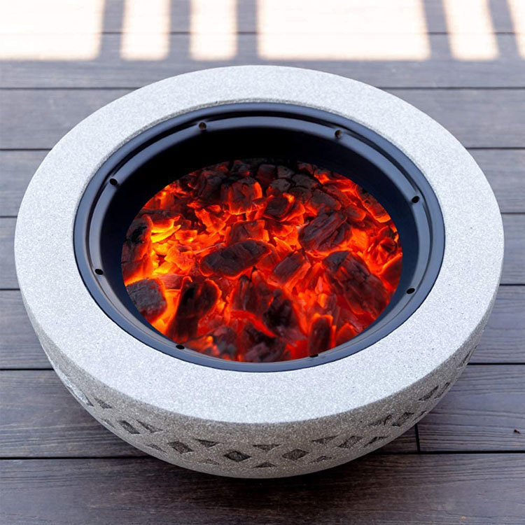 3 in 1 Round Wood Burning Firepit Charcoal BBQ Grill Table for Metal Outdoor Backyard