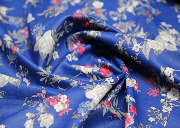 Buy cheap Blue Rose Printed PU Leather 0.65 Mm Handfeeling For Clothing Fabric from wholesalers