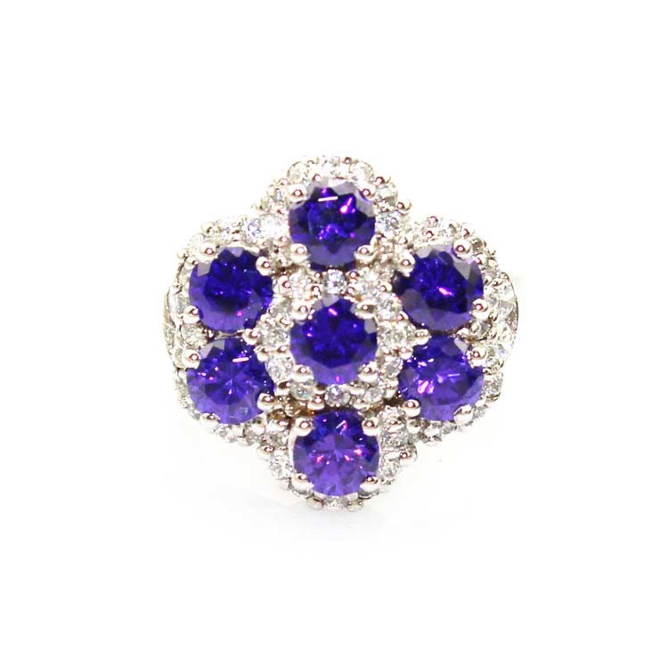 Fashion Jewelry Larger 925 Silver Ring with Created Blue Cubic Zircon Ring(FR009)