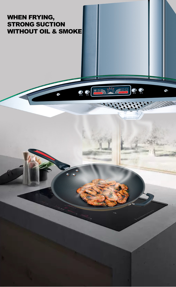 Stainless Steel Glass Arc Chimney Range Hood with Copper Motor