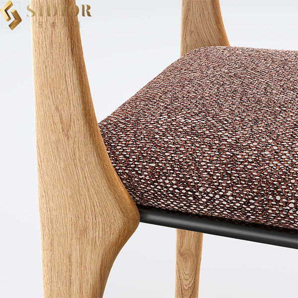 H83cm Nordic Fabric Luxury Upholstered Dining Chairs With Solid Wood Legs