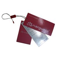 Buy cheap Pink Matt Coated Clothing Hang Tags Silvery Foil Stamped With Button Bags , product
