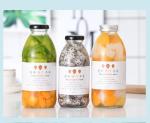 Round Glass Beverage Bottle 300ml 350ml 500ml Yoghurt Milkshake Milk With Label
