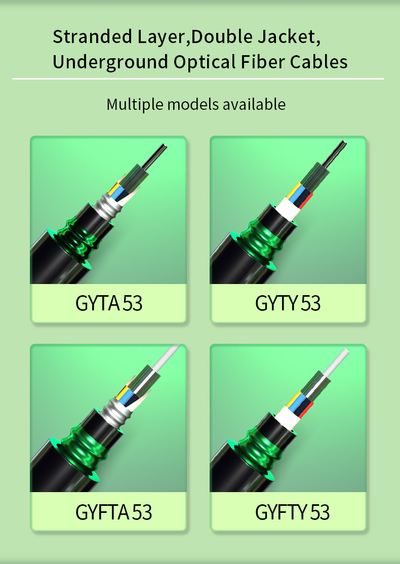 HXCOWO GYTA53 48 Core G652D PE Underground Armored Fiber Optic Cable with LSOH Jacket