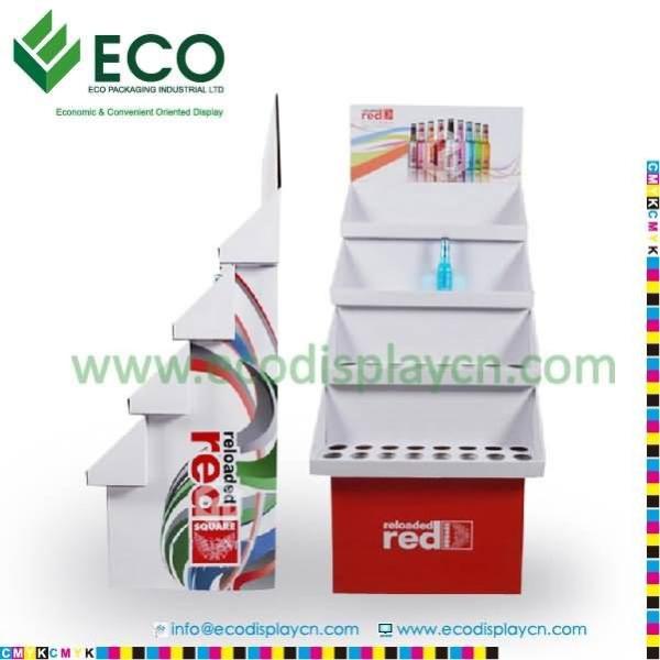 Cardboard Promotional Supermarket Floor Display Shelf With Separate Counter