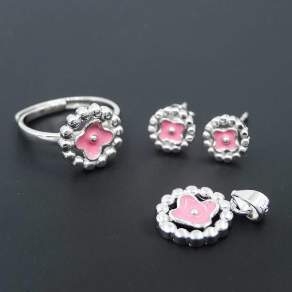 Buy cheap European Style Round Pink Heart Jewelry Pure 925 Silver For Girls from wholesalers