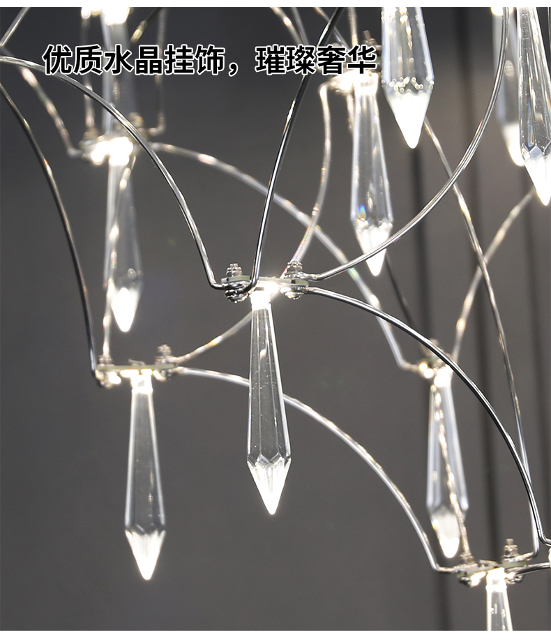 Modern Starry Crystal Chandelier Living Room Luxury Hotel Villa silvery Chandelier(WH-MI-390)