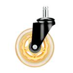 Set Of 5 Yellow Half Transparent 3 Inch Office Chair Wheel PU Swivel Furniture