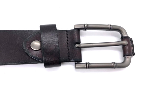 Fashion Mens Casual Leather Belt / 100% Soft Top Grain Genuine Leather Strap With Metal Bamboo Buckle