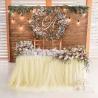 Buy cheap Romantic Ivory Disposable Plastic Table Skirts Extra Fluffy For Wedding Ceremony from wholesalers