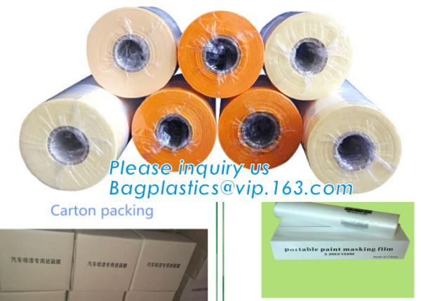 Buy cheap Crepe paper tape masking film, Pre-folded Plastic Film Reel, Pre-taped Plastic bulk roll, hot sale car paint window pr from wholesalers