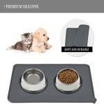 Gray Silicone Dog Cat Bowl Mat Non Stick Waterproof