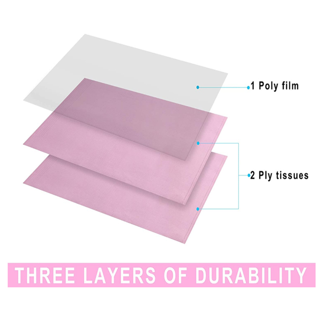Waterproof Pink Disposable Consumable 3ply Scarf Apron Dental Bib