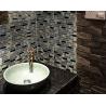 Buy cheap Black Strip Silver Glass And Metal Tile Backsplash , Mini Glass Kitchen Wall Tiles from wholesalers