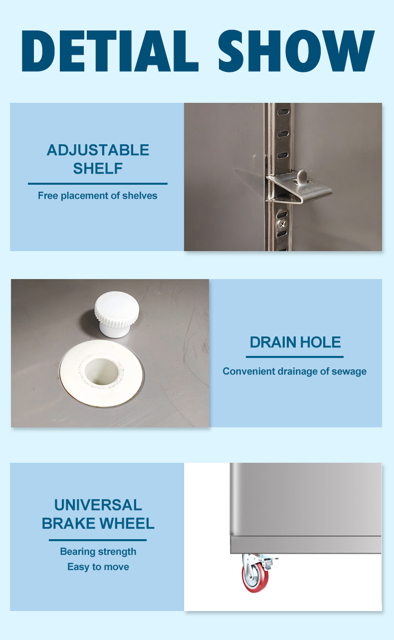 Direct Cooling Commercial Upright Refrigerator 4 Doors 1000L