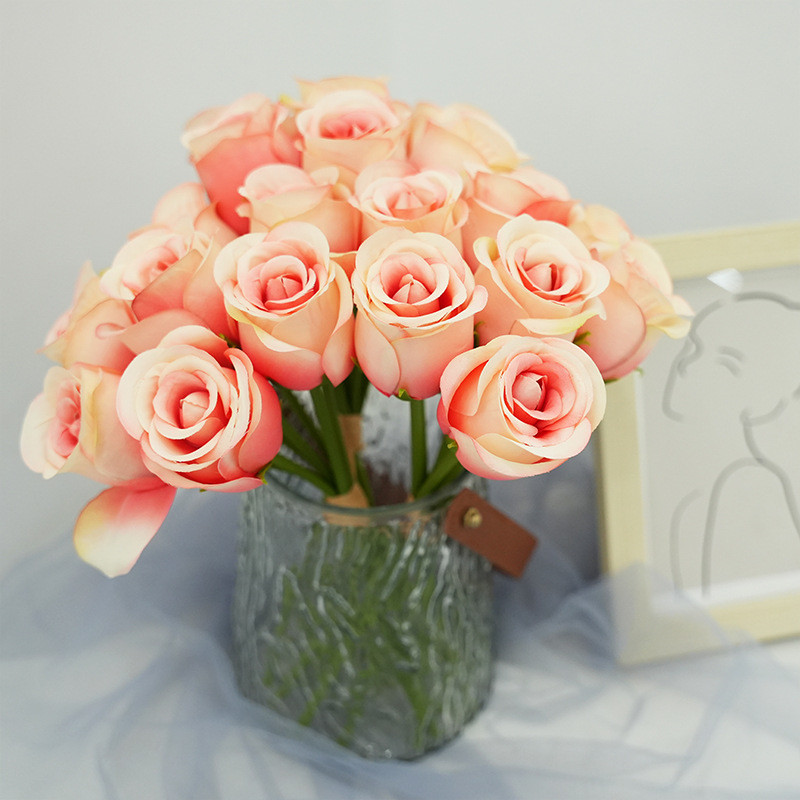 Simulated 7-head Rose Wholesale Imperial Concubine Rose Handheld Rose Bundle Home Furnishings Hotel Wedding Hall Decoration