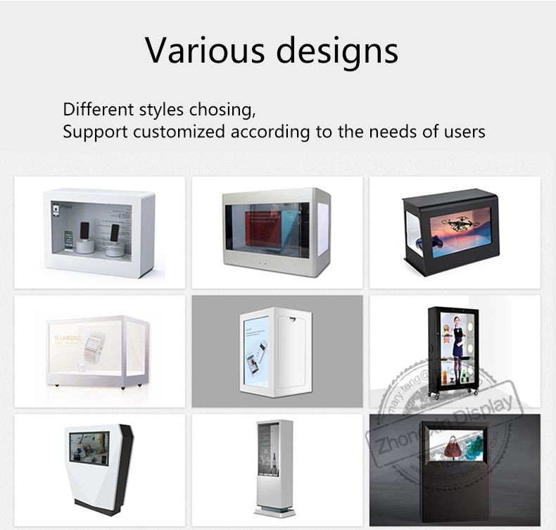 16 9 Display Ratio Wall Mount Transparent Lcd Showcase Capacitive PCAP Touch With CMS Software
