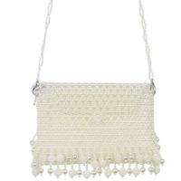 Buy cheap Women 6mm Pearl Hand Bags , White Woven Bead Bag Hand weaving OEM product